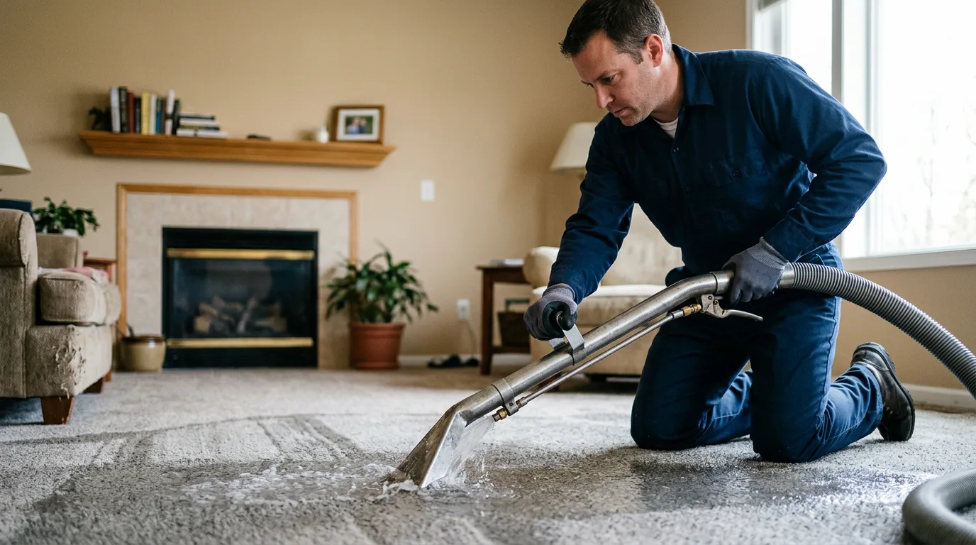 Water damage restoration technician working near Pine Lake, GA